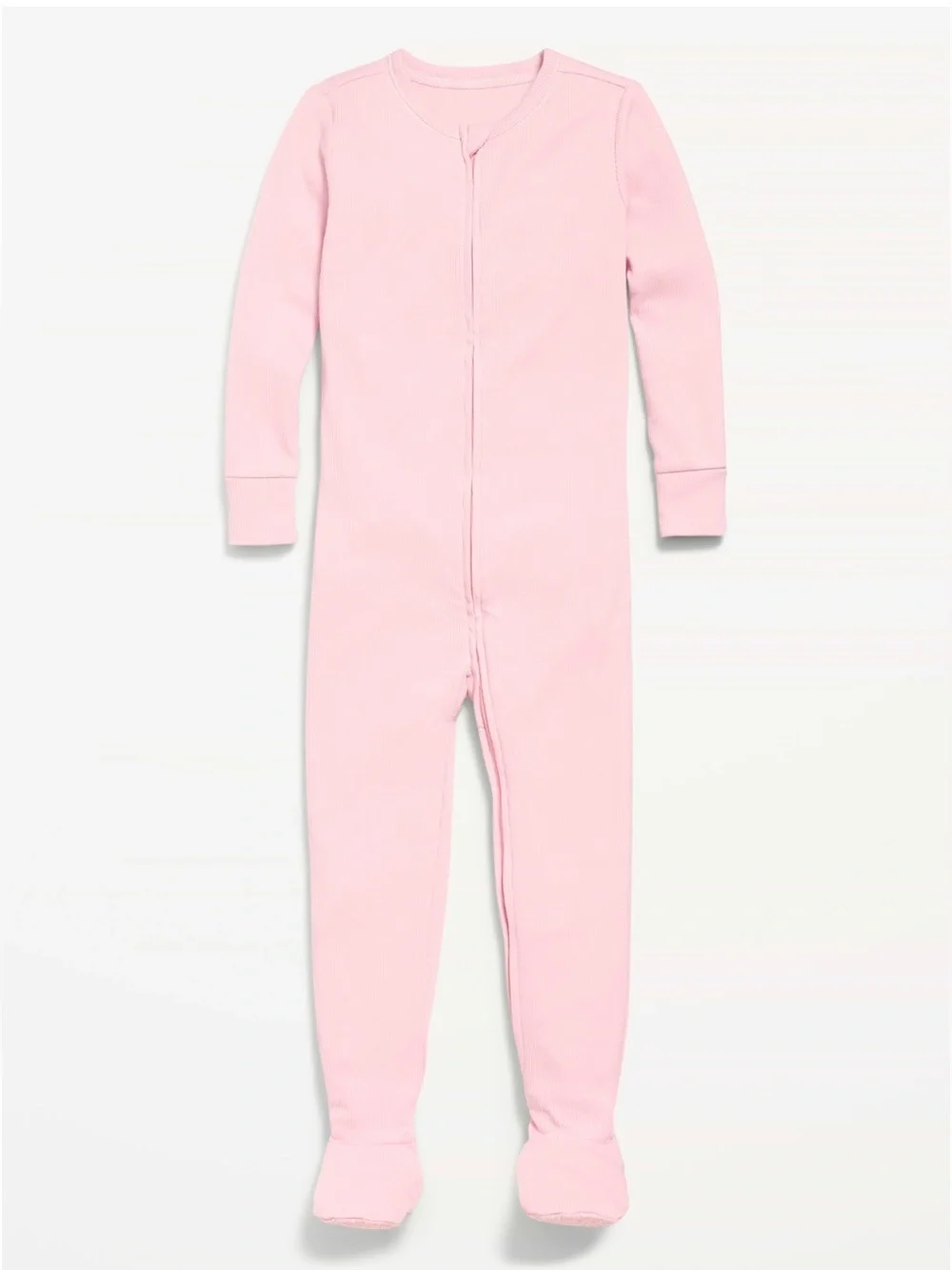 🆕 Old Navy Baby Toddler Snug-Fit 2-Way-Zip Ribbed Pajama PJ One-Piece Pink 3T